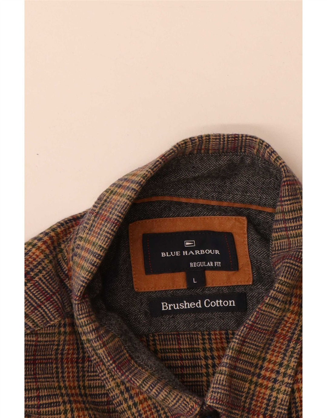 Marks & Spencer Camicia da uomo in flanella blu Harbour grande pied de poule marrone