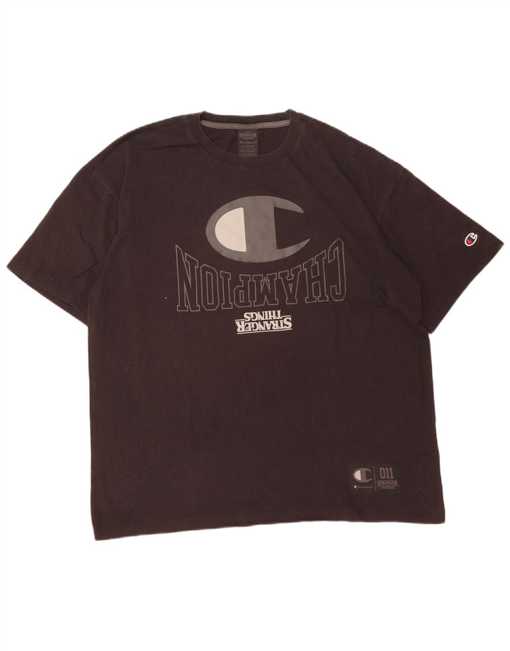 Maglietta grafica da uomo Champion Stranger Things Top XL Nera