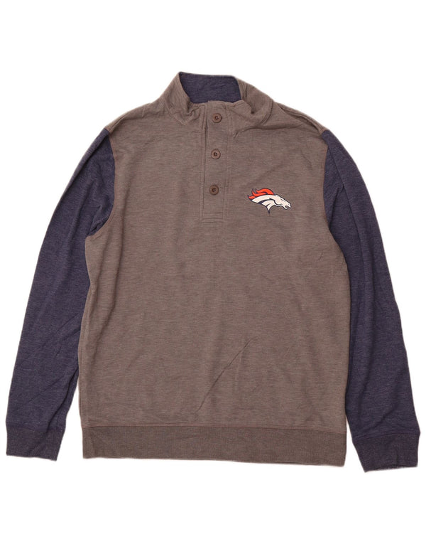 NFL Mens Denver Broncos Sweatshirt Jumper Large Grey Colourblock