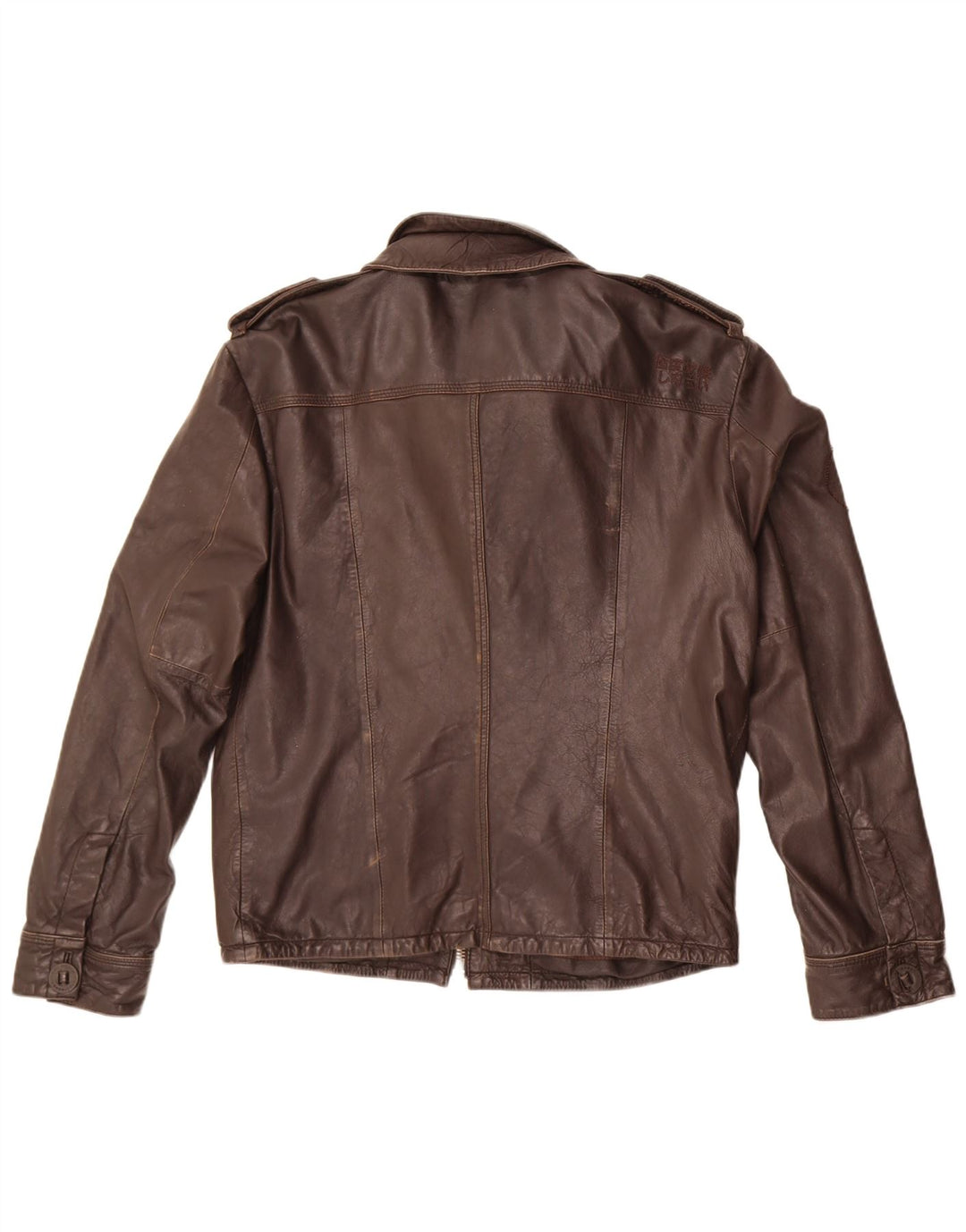 Giacca in pelle militare da uomo Superdry UK 42 XL in pelle marrone
