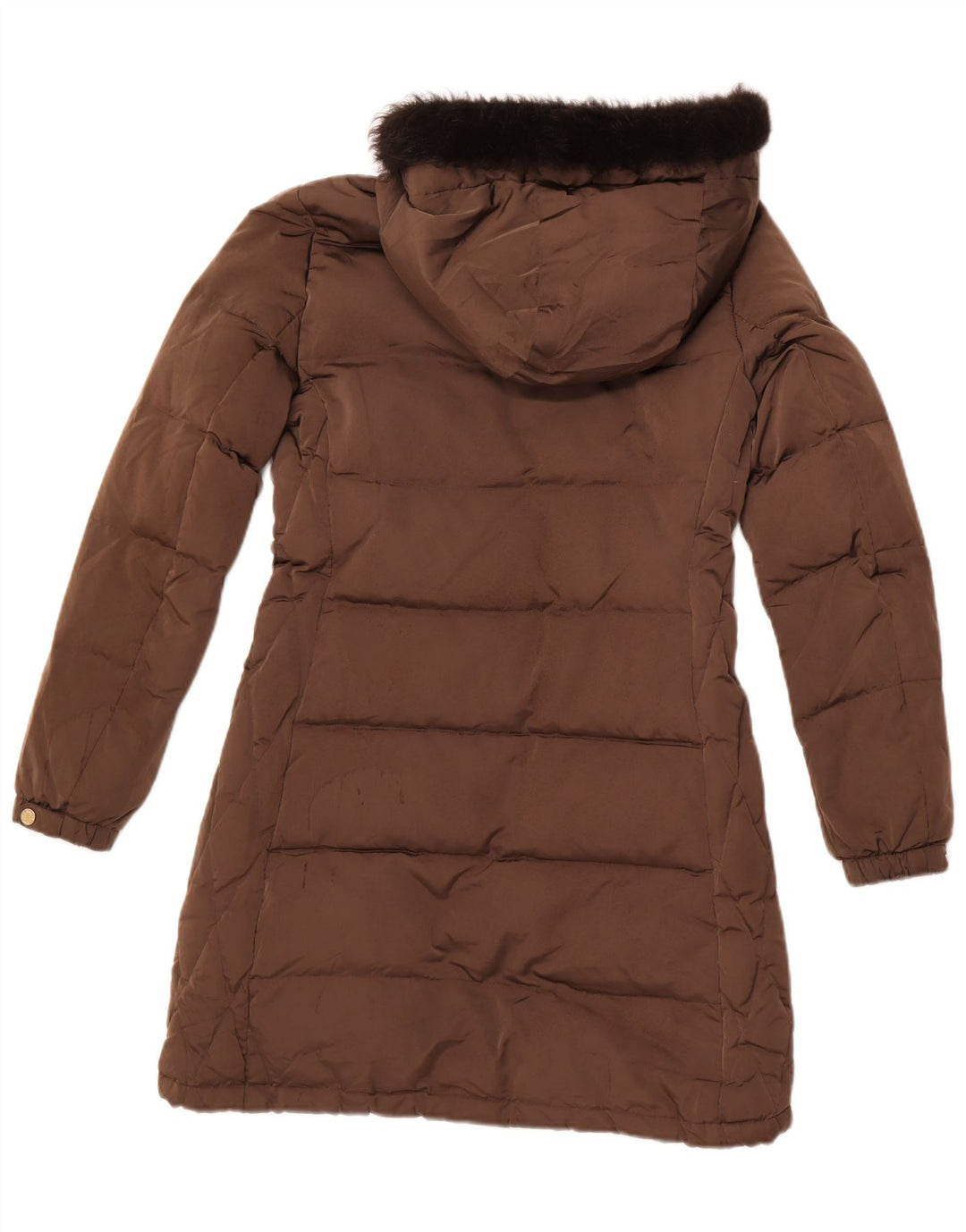 MASSIMO DUTTI Cappotto imbottito con cappuccio da donna UK 10 piccolo poliestere marrone