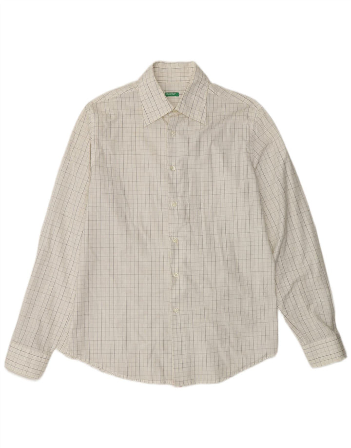 Camicia Uomo BENETTON in cotone a quadri bianchi medi