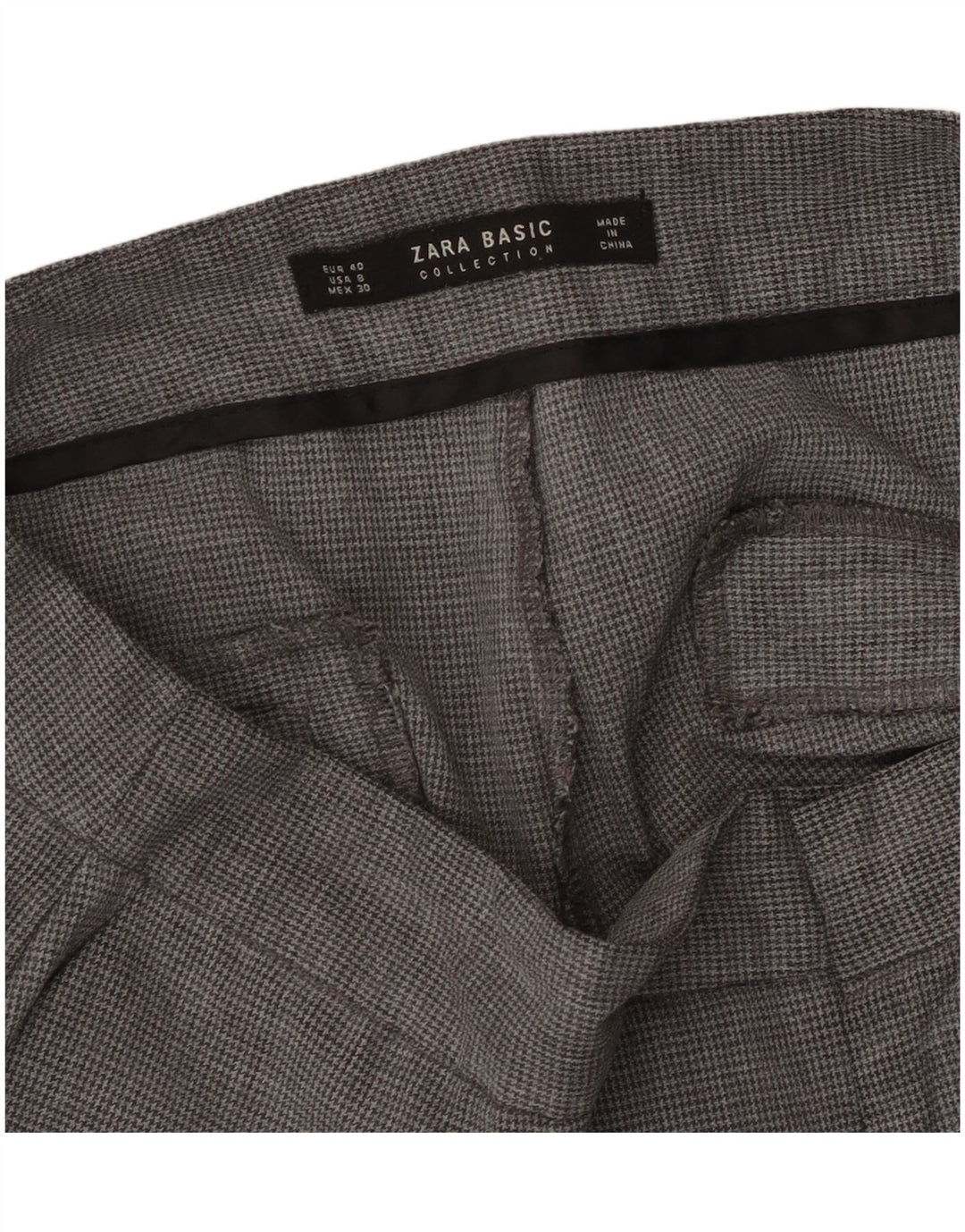 Pantaloni chino dritti da donna Zara EU 40 medi W30 L27 grigio pied de poule