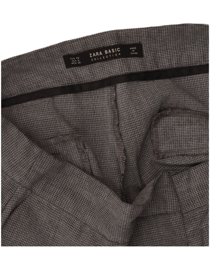 Pantaloni chino dritti da donna Zara EU 40 medi W30 L27 grigio pied de poule