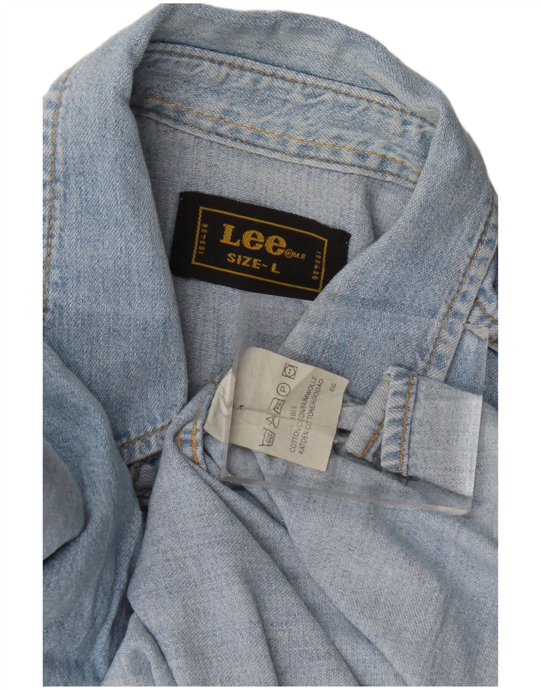Camicia in denim da uomo Lee grande in cotone blu
