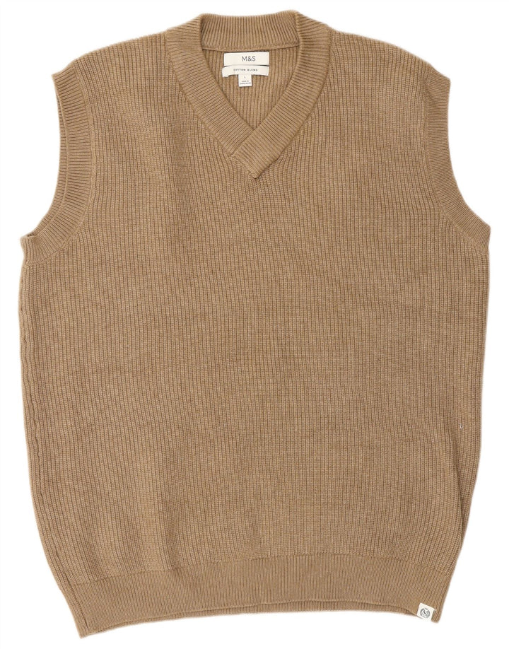 Canottiera da uomo Marks & Spencer, grande, in poliestere beige