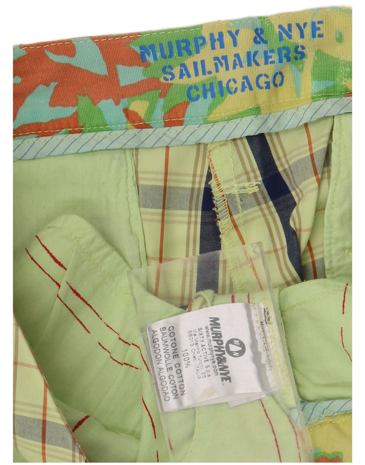 Pantaloncini chino da uomo Murphy & Nye W34 cotone a quadri verdi grandi
