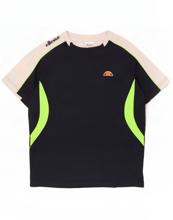T-shirt grafica da uomo Ellesse Top Small in poliestere color block blu navy