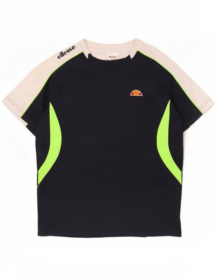 T-shirt grafica da uomo Ellesse Top Small in poliestere color block blu navy