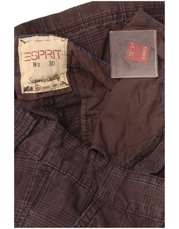 ESPRIT Mens Cargo Shorts W36 Large Grey Check Cotton