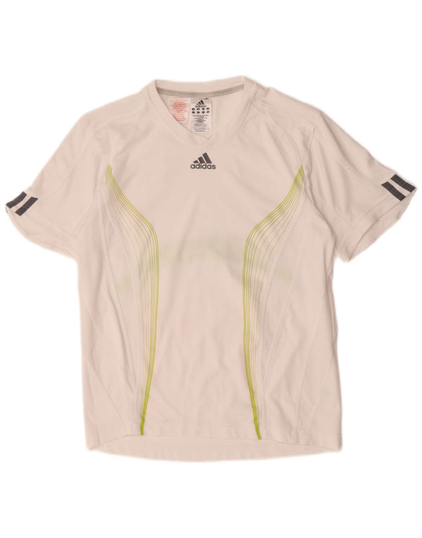 Maglietta Adidas Climacool da ragazzo, 13-14 anni, in poliestere color block bianco