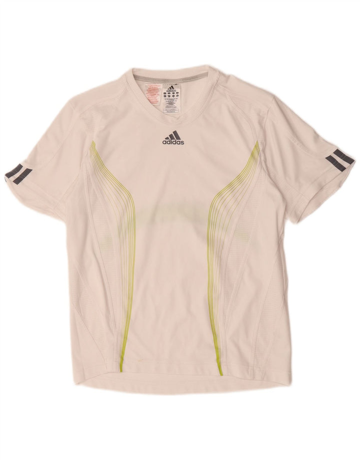 Maglietta Adidas Climacool da ragazzo, 13-14 anni, in poliestere color block bianco
