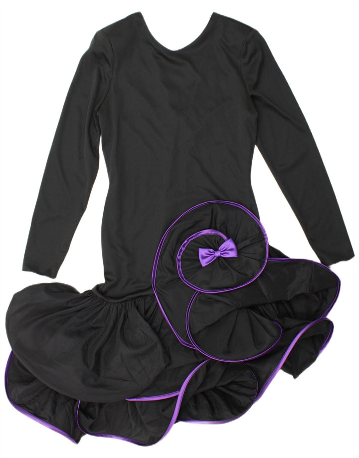 VERA MONT Abito asimmetrico a maniche lunghe da donna UK 8 Piccolo poliestere nero