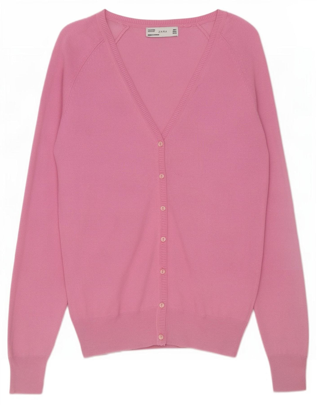 Maglione cardigan da donna Zara UK 12 cotone rosa medio