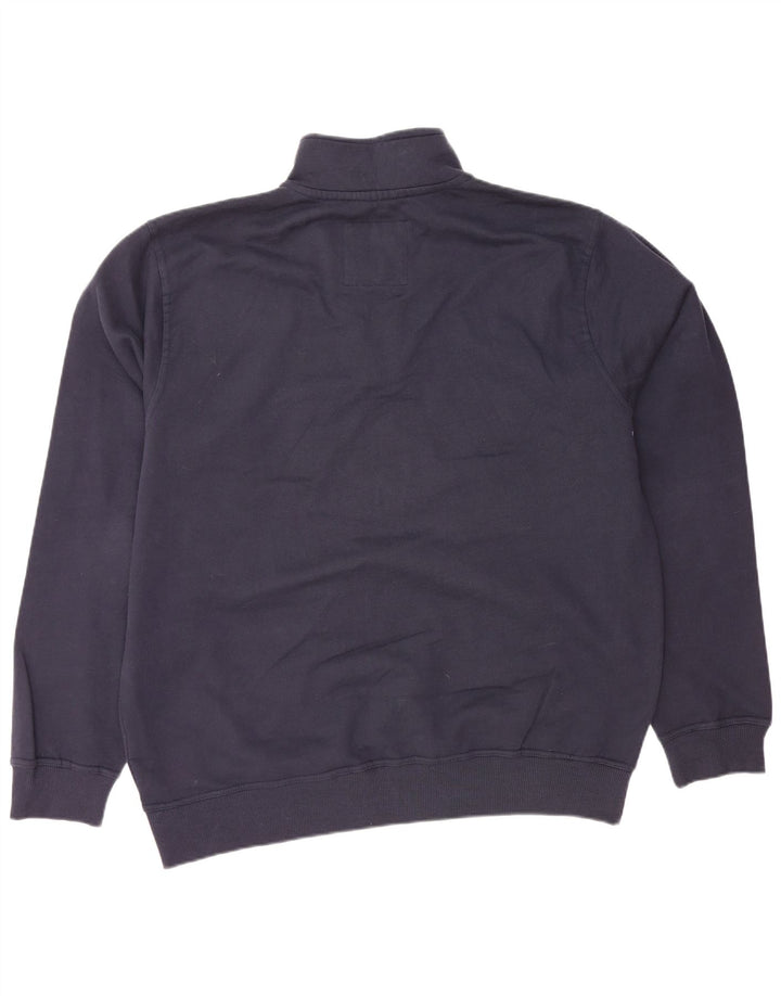 CREW CLOTHING Felpa da uomo con zip e collo maglione 2XL cotone blu navy