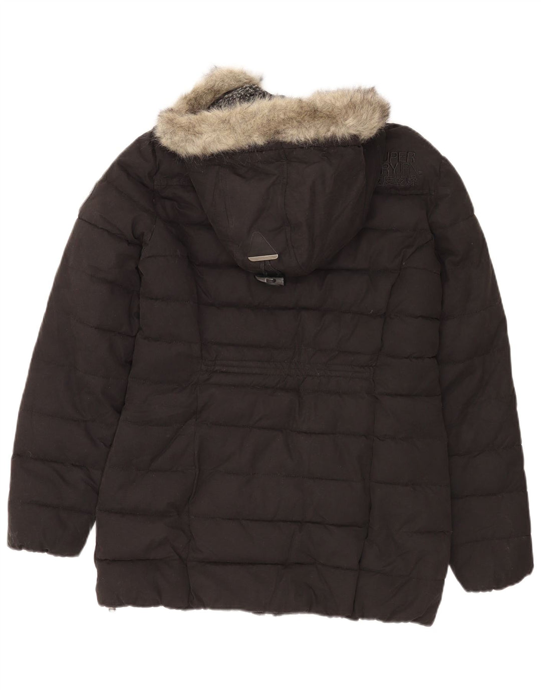 Giacca imbottita con cappuccio da donna Superdry UK 14 grande poliestere nero