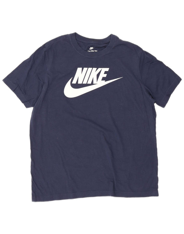 T-shirt grafica da uomo Nike Top Large in cotone blu navy