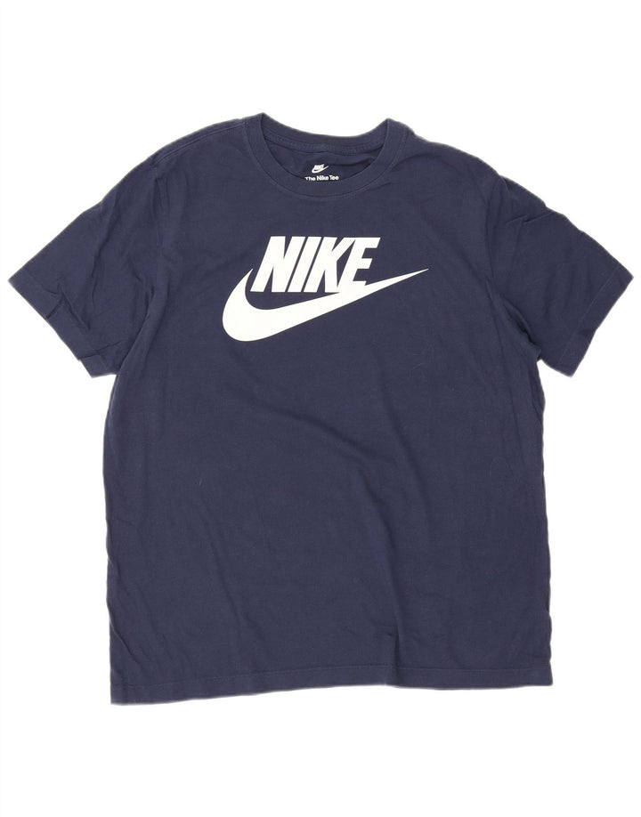T-shirt grafica da uomo Nike Top Large in cotone blu navy