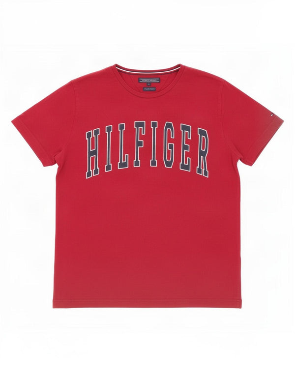 T-shirt grafica da donna Tommy Hilfiger Top UK 14 cotone bordeaux medio
