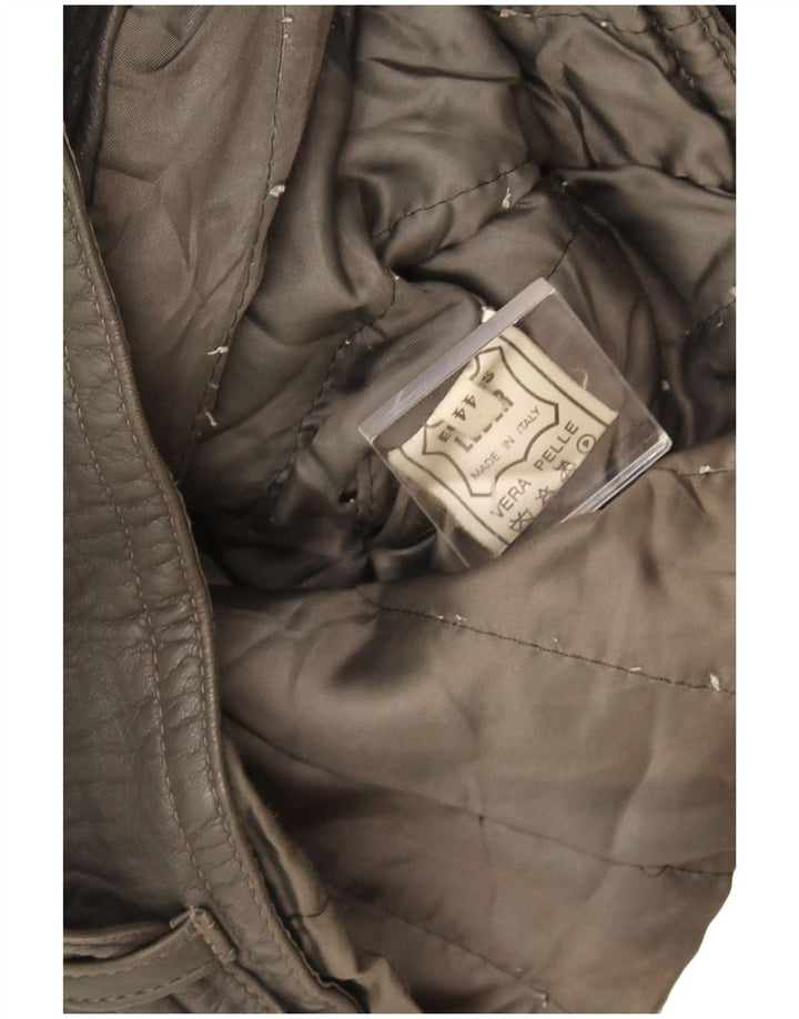 Giacca in pelle vintage da uomo vestibilità ampia IT 44 XS in pelle grigia