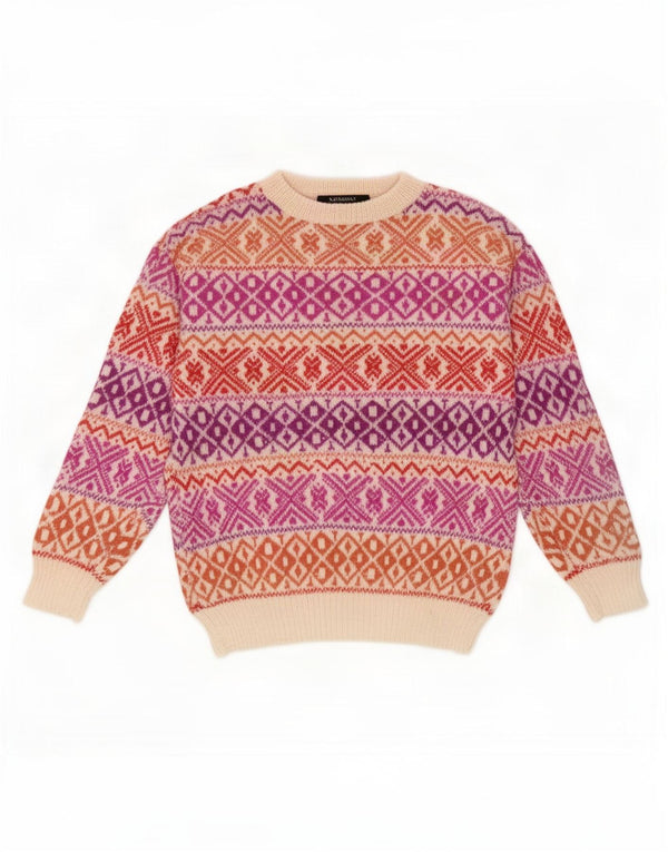 Maglione girocollo da uomo vintage piccolo Fair Isle multicolore