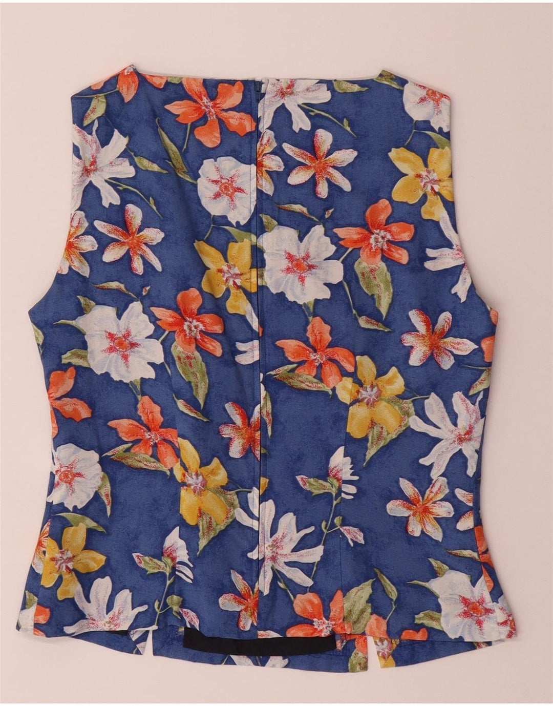 LA ROCHELLE Womens Crop Sleeveless Blouse Top EU 38 Medium Blue Floral