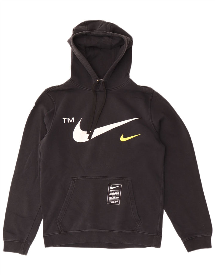 Felpa con cappuccio grafica Nike da uomo piccola in cotone nero
