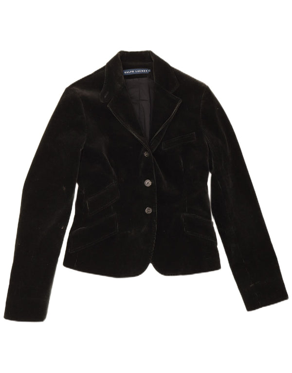 Giacca blazer in velluto a coste a 3 bottoni da donna Ralph Lauren US 6 medio kaki
