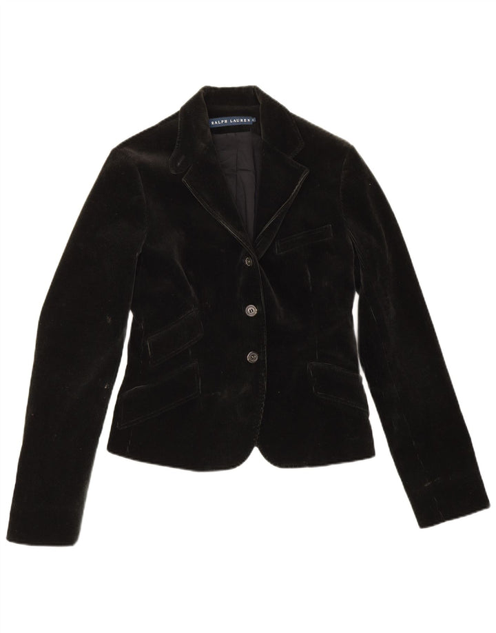 Giacca blazer in velluto a coste a 3 bottoni da donna Ralph Lauren US 6 medio kaki