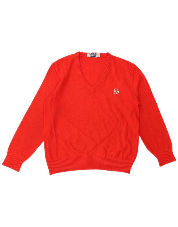 SERGIO TACCHINI Womens V-Neck Jumper Sweater UK 14 Large Red