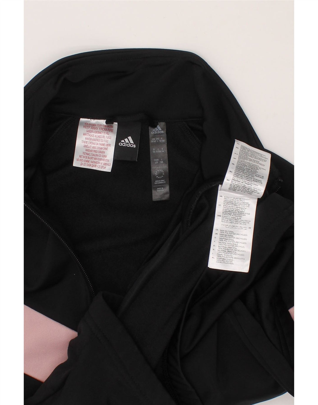 ADIDAS Girls Tracksuit Top Jacket 13-14 Years Black Colourblock Polyester Vintage Adidas and Second-Hand Adidas from Messina Hembry 