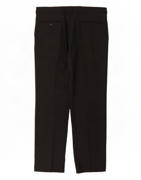 Pantaloni da abito dritti da uomo Marks & Spencer W36 L31 lana grigia