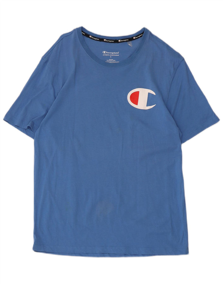 T-shirt grafica da uomo Champion Top piccola in cotone blu