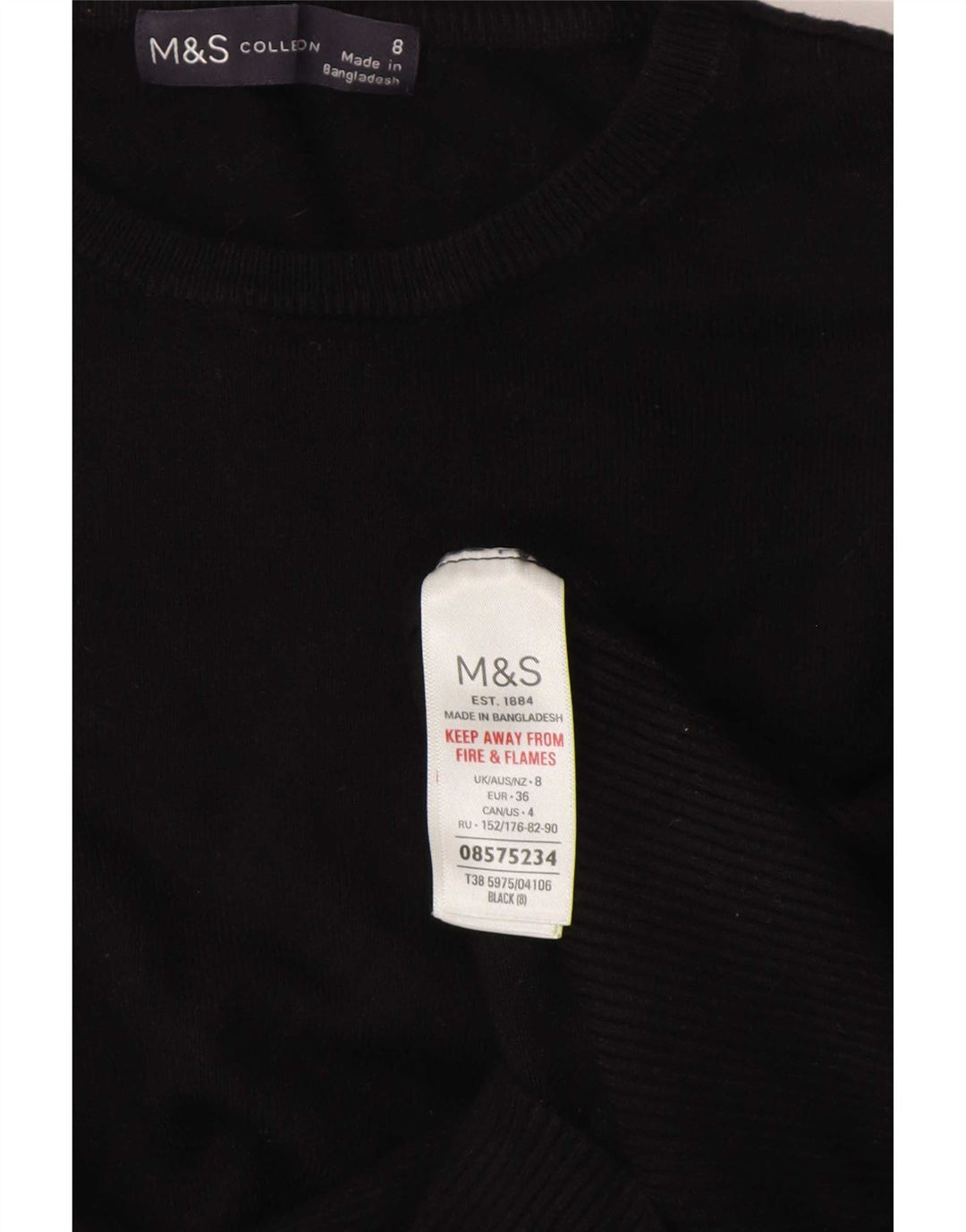 Maglione maglione con scollo a barca da donna Marks & Spencer UK 8 piccolo in viscosa nera