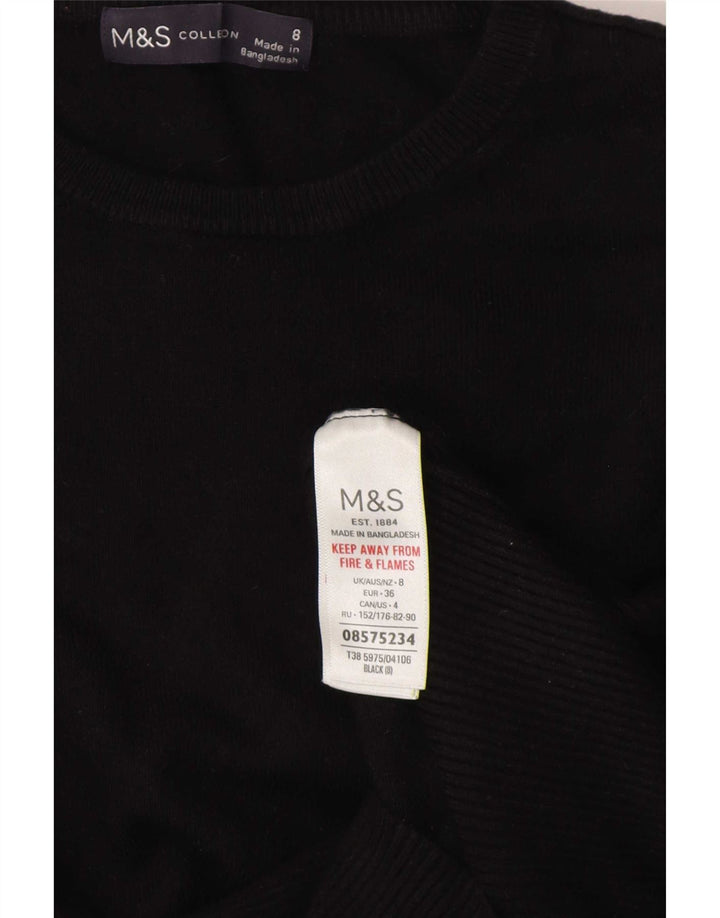 Maglione maglione con scollo a barca da donna Marks & Spencer UK 8 piccolo in viscosa nera
