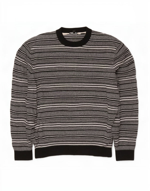 Maglione maglione girocollo da uomo Ted Baker taglia 5 XL viscosa a righe nere