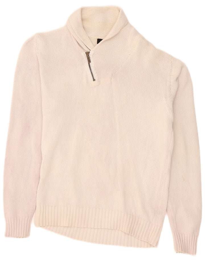 Maglione Zara da uomo con collo a scialle medio bianco sporco
