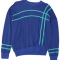 VINTAGE Womens Sweatshirt Jumper UK 16 Large Blue Striped