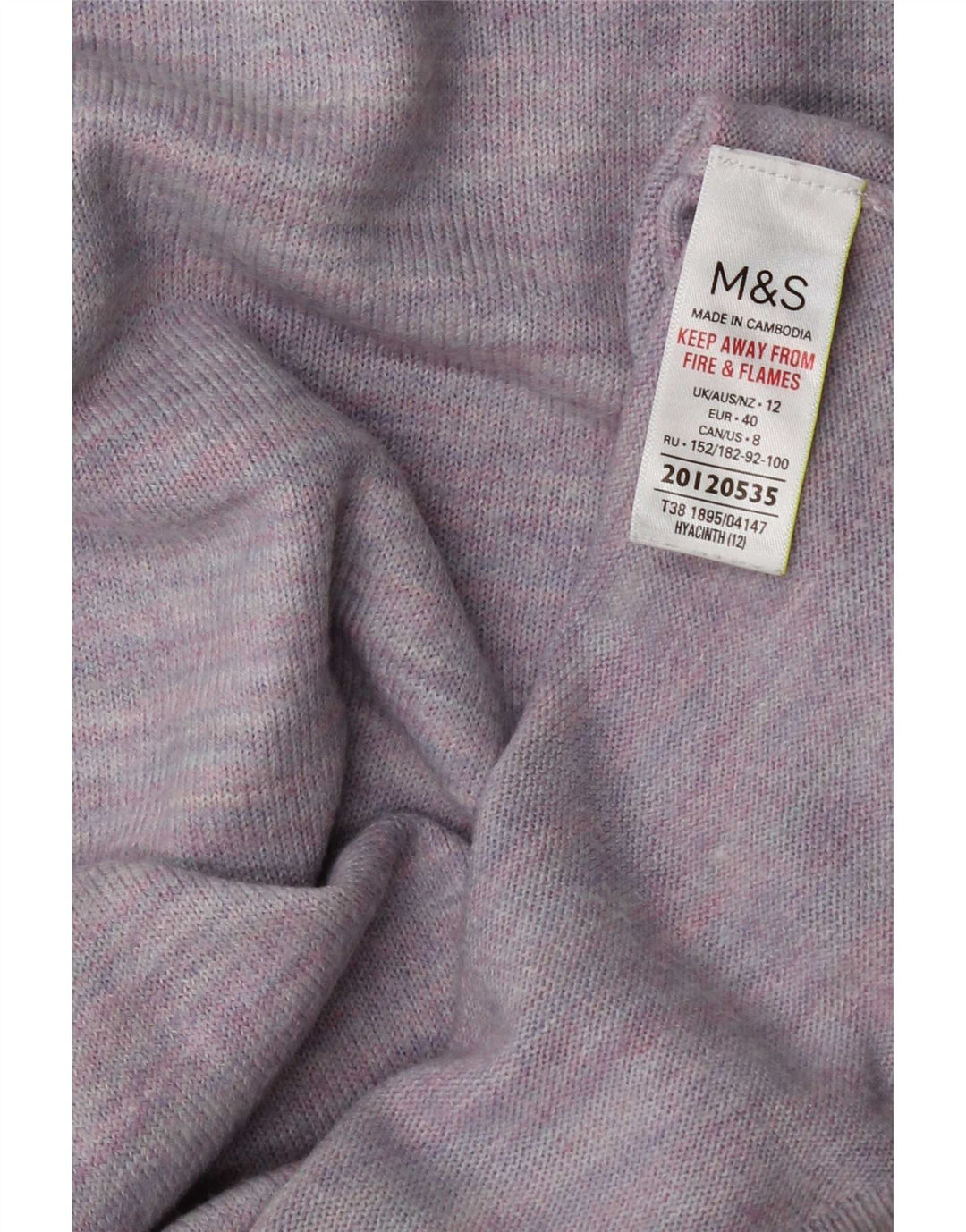 Maglione maglione girocollo da donna Marks & Spencer UK 12 medio viola screziato