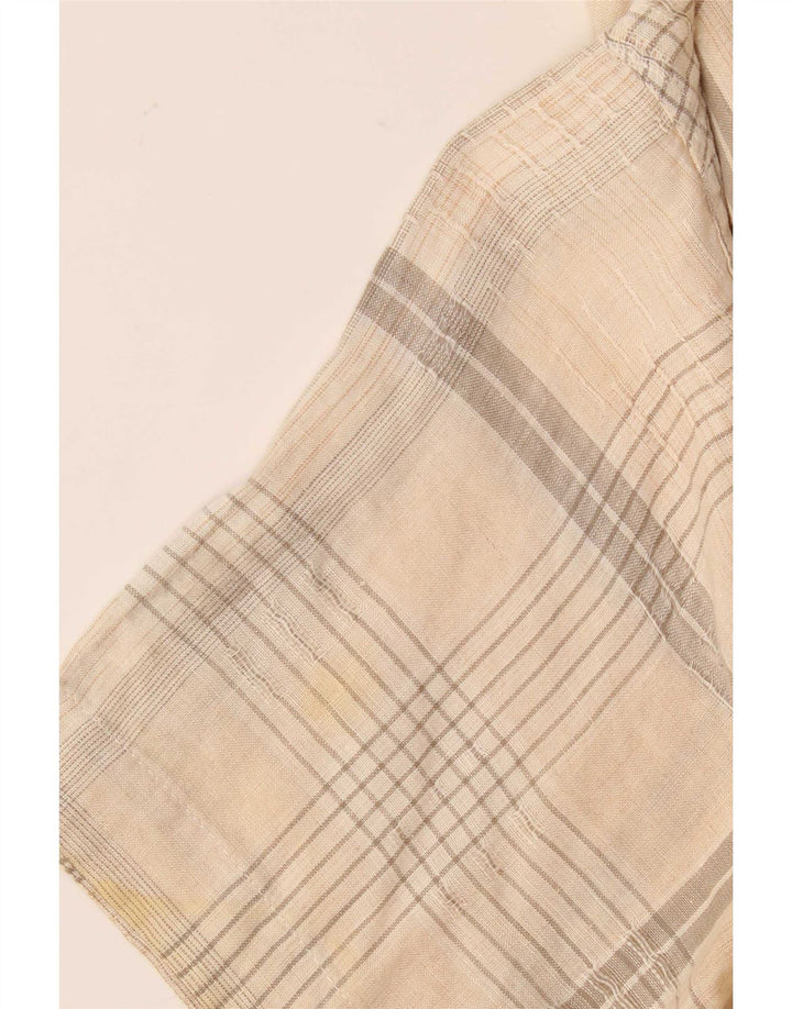 Malagrida Camicia pullover a maniche corte da uomo XL in cotone a quadri beige
