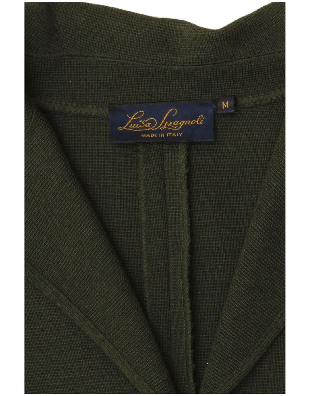 Maglione cardigan da donna Luisa Spagnoli UK 14 Lana vergine kaki medio