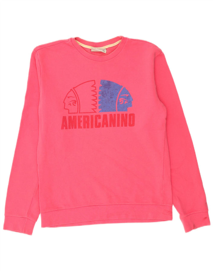 AMERICANINO Felpa con grafica da uomo Maglione grande in cotone rosa