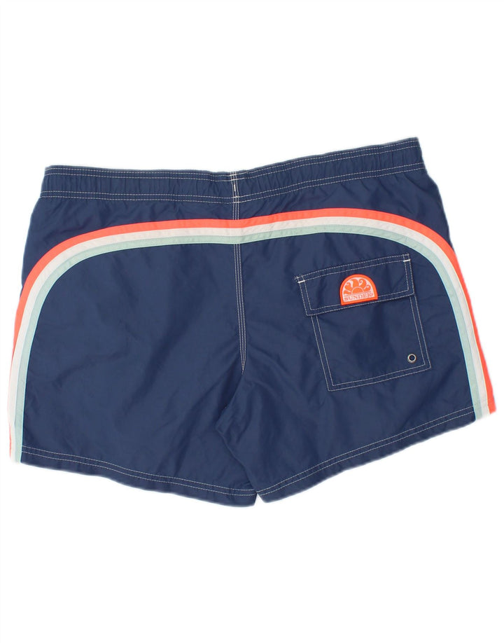Pantaloncini da bagno da uomo Sundek grandi a righe blu navy