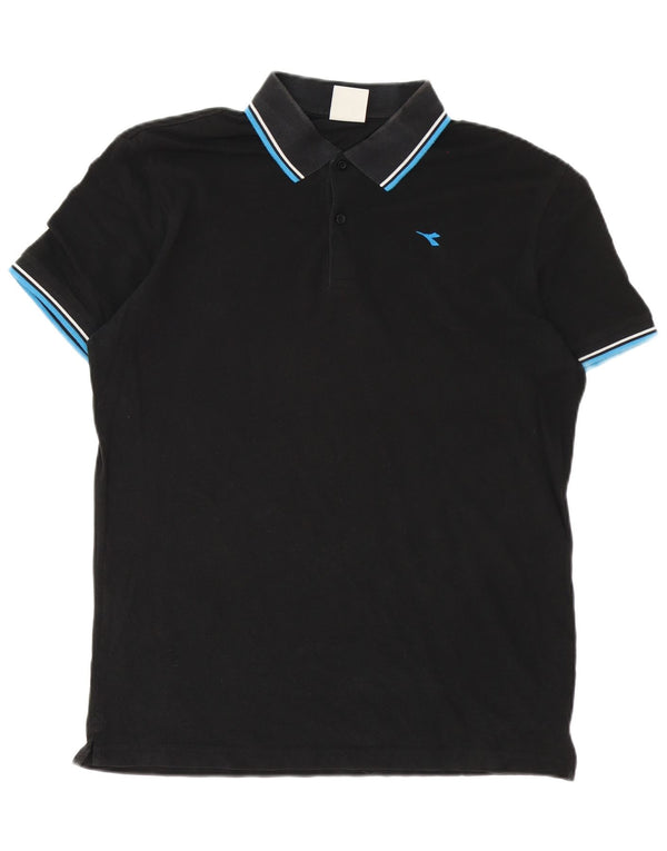 Polo Diadora Uomo XL Cotone Rigato Nero