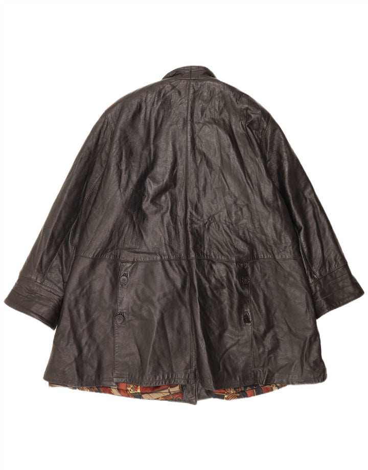 Cappotto oversize in pelle da donna VINTAGE IT 44 Medio in pelle nera