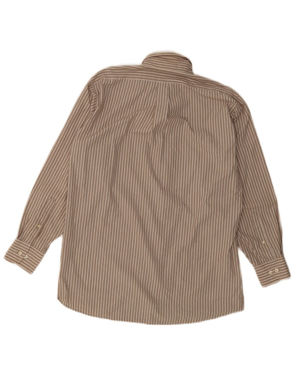 Camicia da uomo Chaps taglia 15 15 1/2 cotone gessato marrone medio