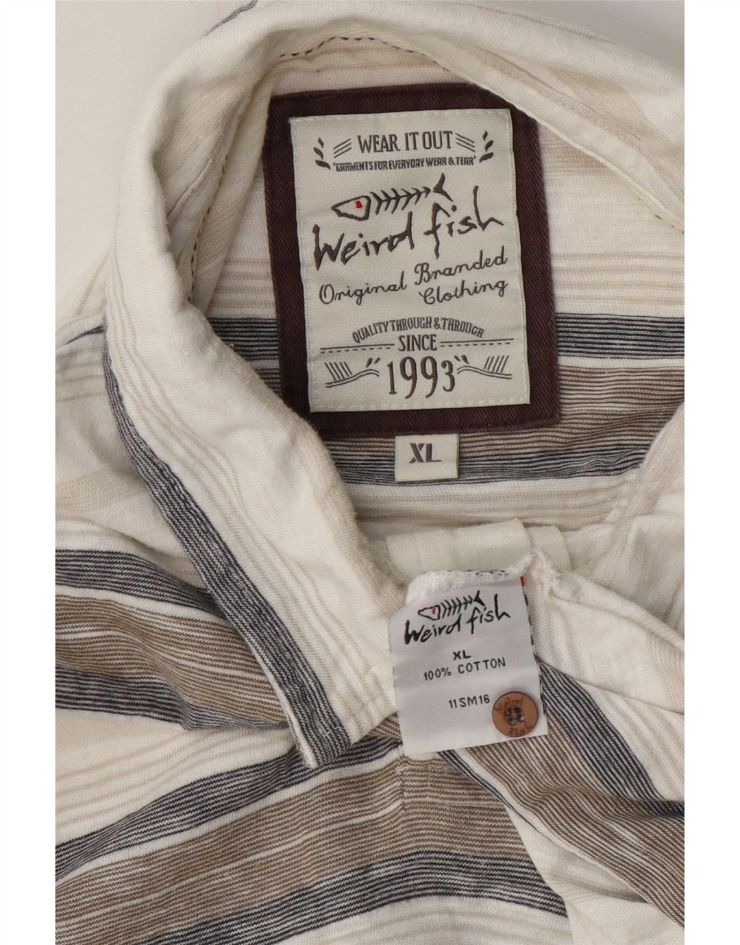 Polo da uomo Weird Fish XL in cotone a righe multicolore