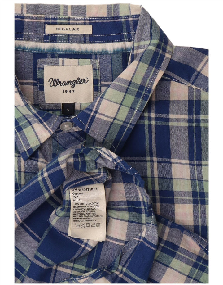 Camicia a maniche corte vestibilità regolare da uomo Wrangler, cotone a quadri blu grande