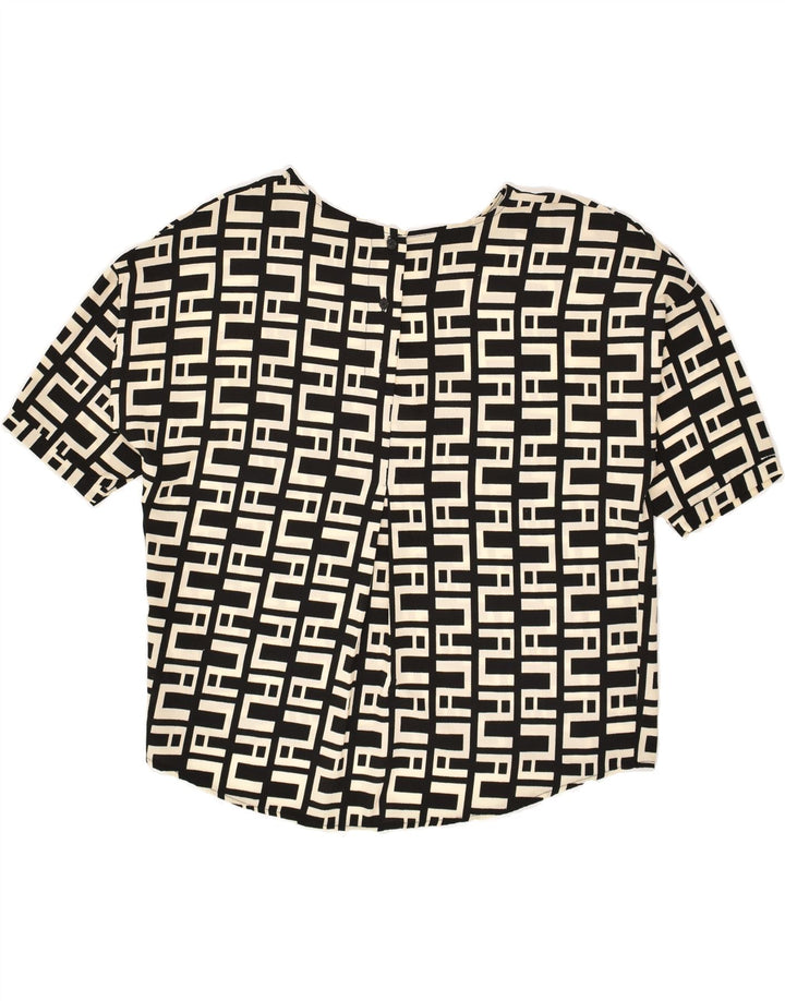 VINTAGE Womens Short Sleeve Blouse Top UK 16 Large Black Geometric Vintage Vintage and Second-Hand Vintage from Messina Hembry 