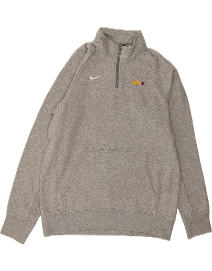 NIKE Mens Zip Neck Sweatshirt Jumper Large Grey Cotton Vintage Nike and Second-Hand Nike from Messina Hembry 